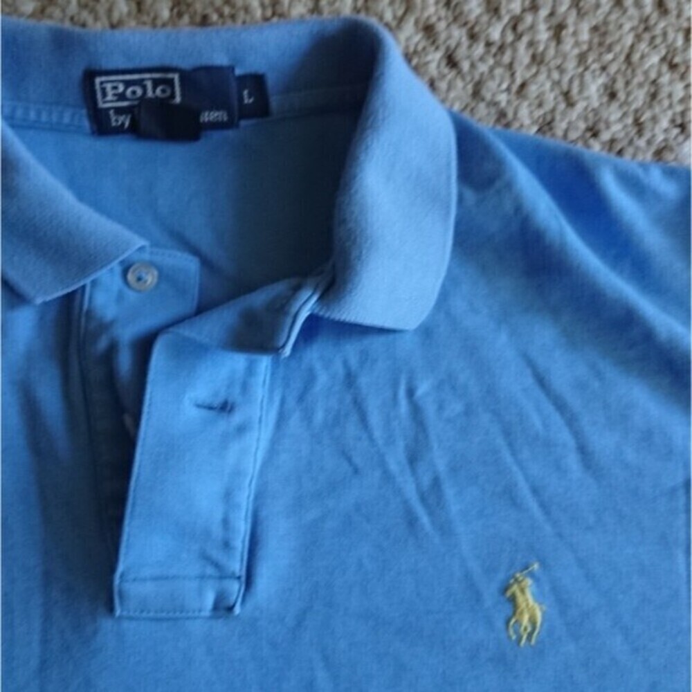Polo Ralph Lauren Mens Light Blue Polo Shirt Large - Picture 5 of 8